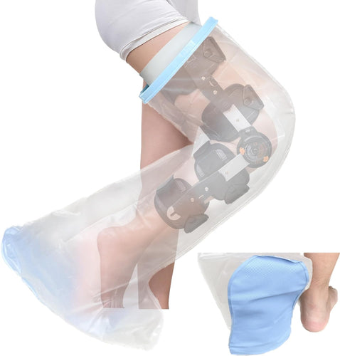 Adult Leg Cast Protector for Shower KT6105 Waterproof Shower Bandage and Cast Cover with Non-Slip Padding Bottom, Full Leg Watertight Protection to Broken Leg, Knee, Foot, Ankle Wound, Burns