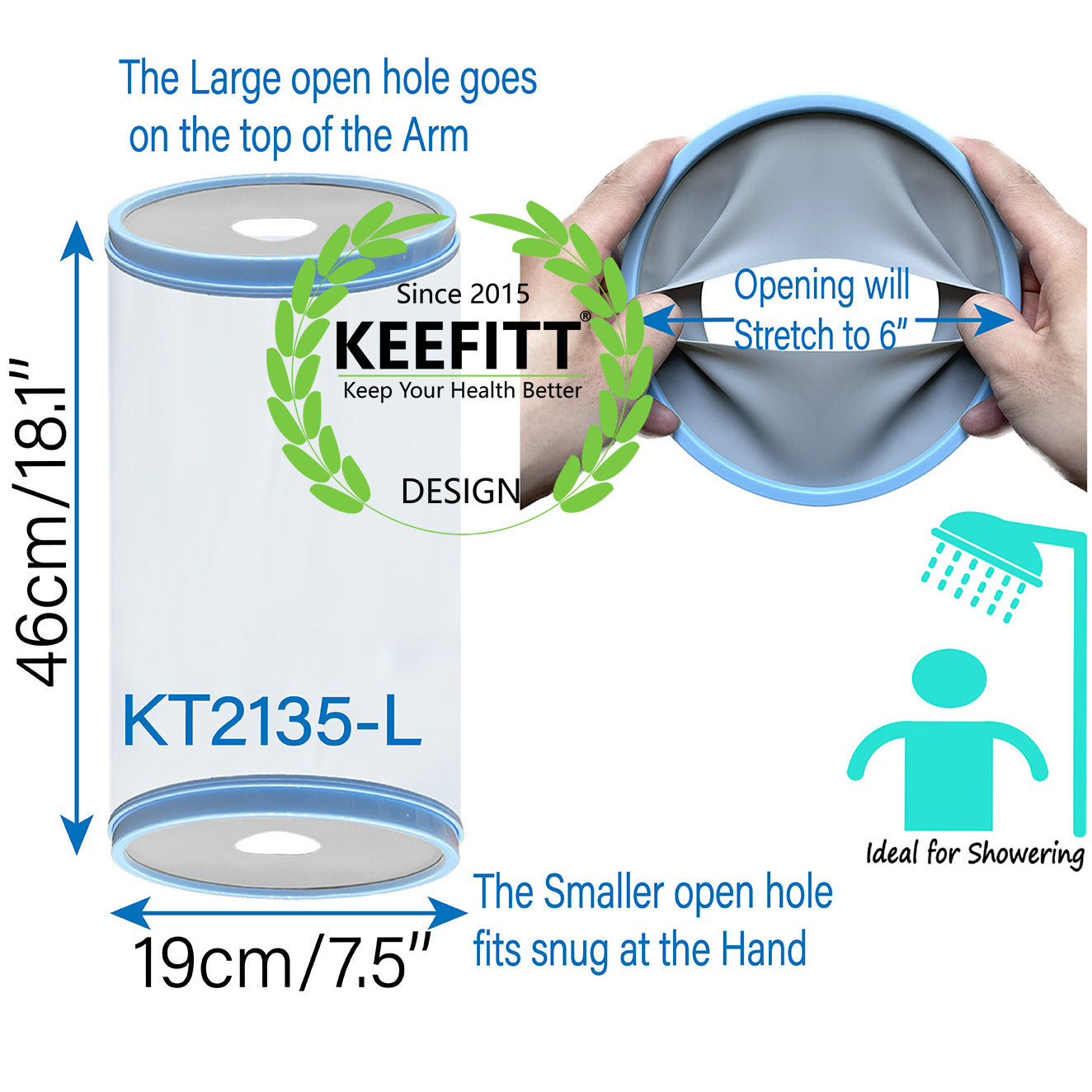 KEEFITT KT2135-L Adult PICC Line Arm Cast Cover for Shower Protector W KEEFITT KT2135-L Adult PICC Line Arm Cast Cover for Shower Protector W