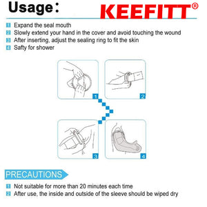 KEEFITT KT2101 Adult Arm Shower Protector Waterproof Cast Cover for Shower, Watertight Cast Shower Bag for Full Long Hand Cast, Surgery and Wound Reusable